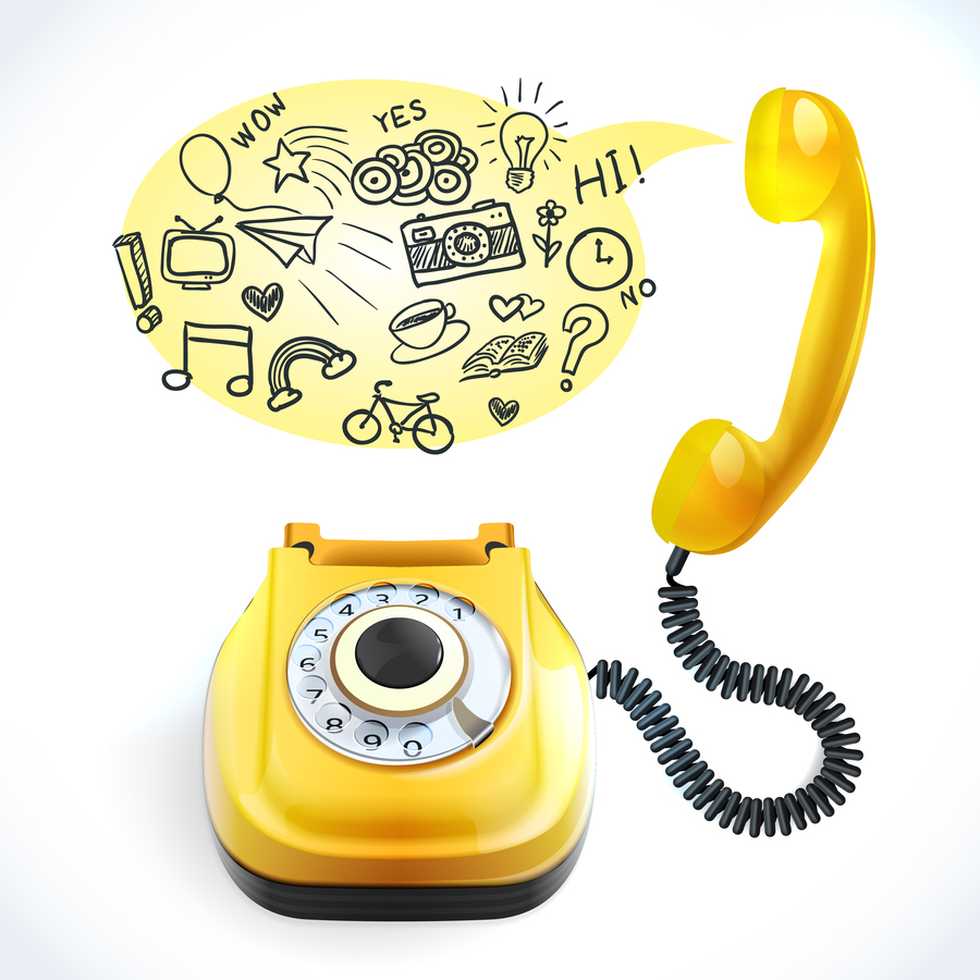 Retro style yellow color telephone 