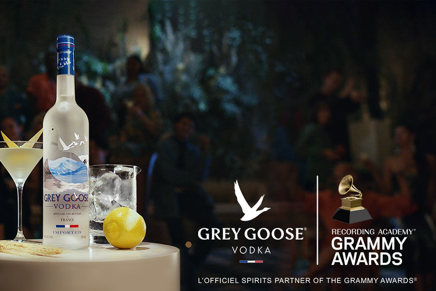 Gray Goose Vodka bottle with logos